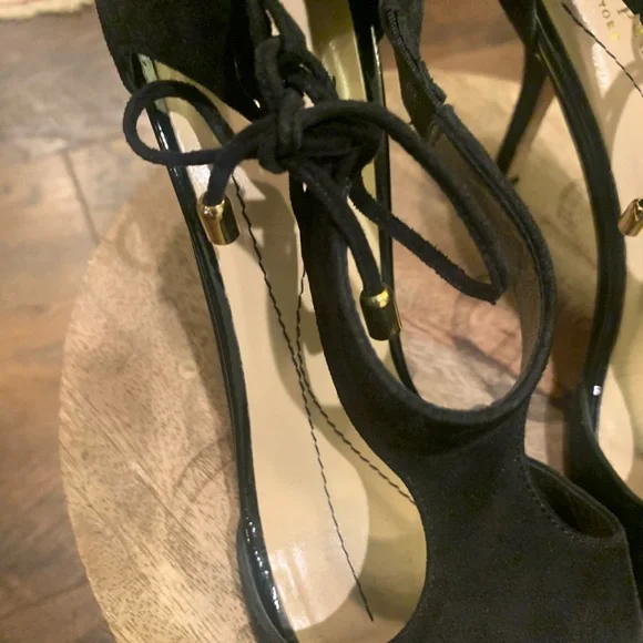 Kate Spade Black Suede  Open Toe Heels - Picture 3 of 12